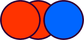 Dos círculos rojos y uno azul superpuestos.